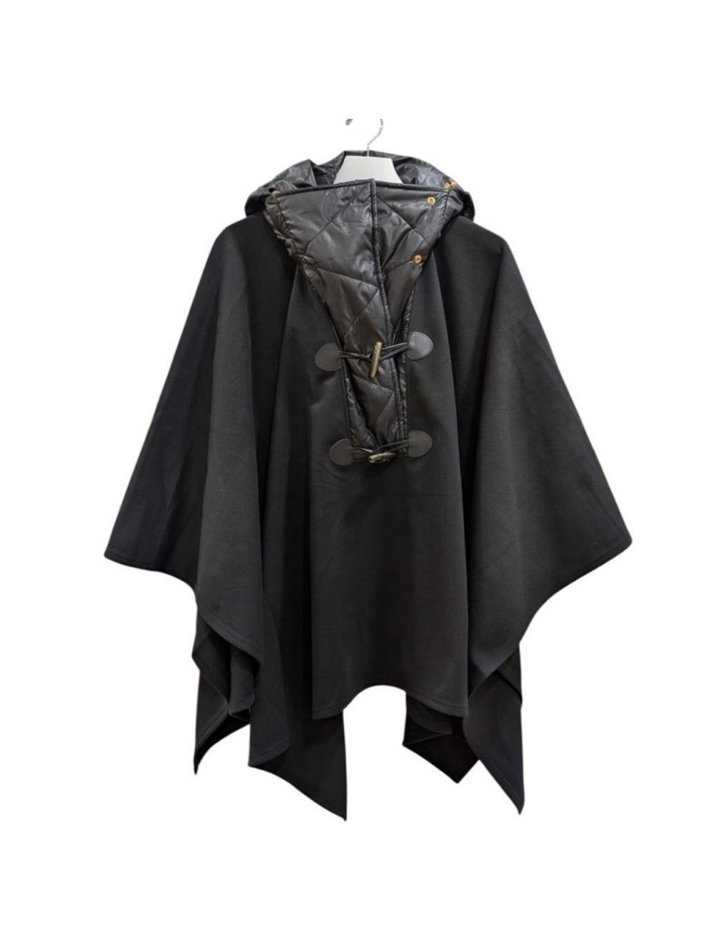 Tuckernuck Black Hooded Poncho with Quilted Hood